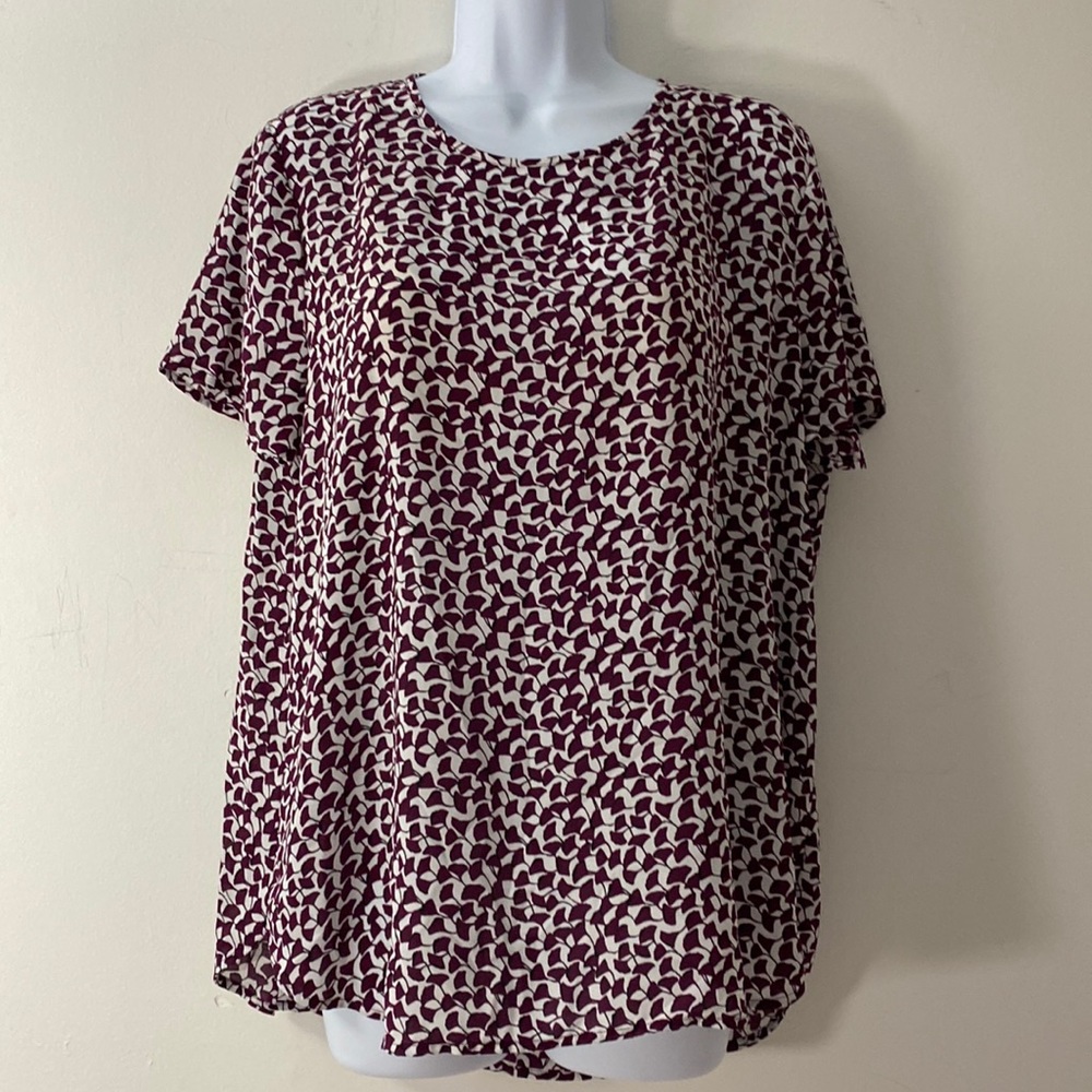 Ann Taylor Factory Burgundy and White Blouse